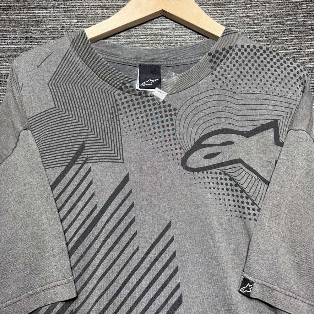 Alpinestars Vintage Shirt Men XL Gray Graphic SS Crew Neck Logo Moto Racing Tee